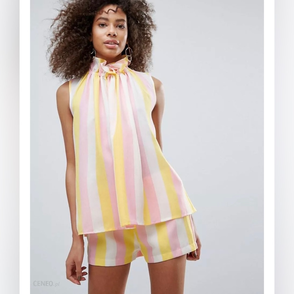 Traffic People High Neck Striped blouse